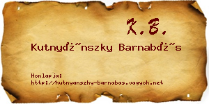 Kutnyánszky Barnabás névjegykártya