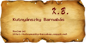 Kutnyánszky Barnabás névjegykártya