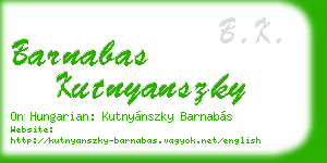 barnabas kutnyanszky business card