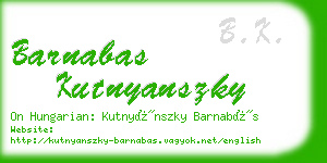 barnabas kutnyanszky business card